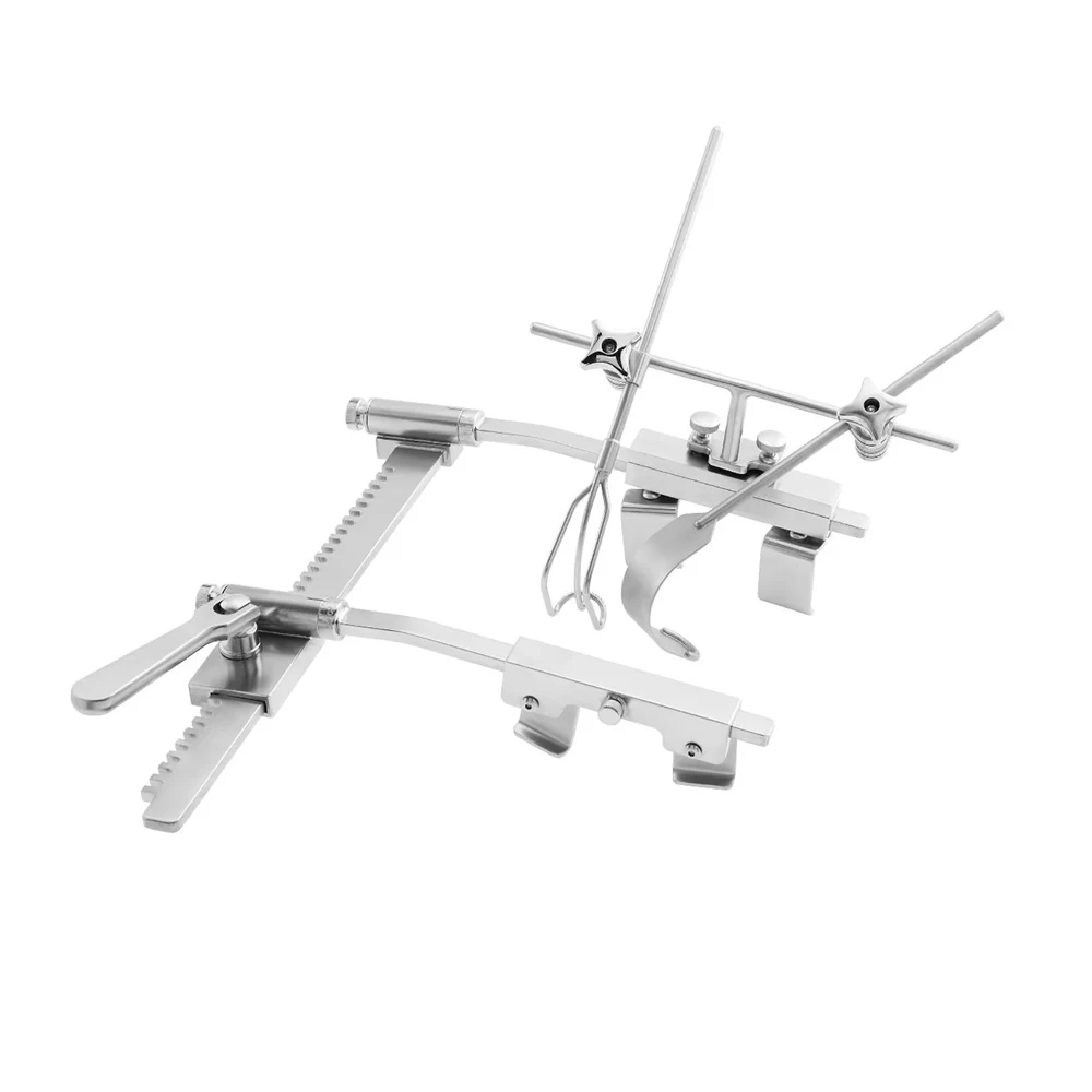 IMA RETRACTOR SET FRAME with 3 U SHAPE BLADE 100MM LONG X 20MM WIDE CLAW 3 BLADES 28MM AND 32MM RIB SPREADER Cardio & Thoracic