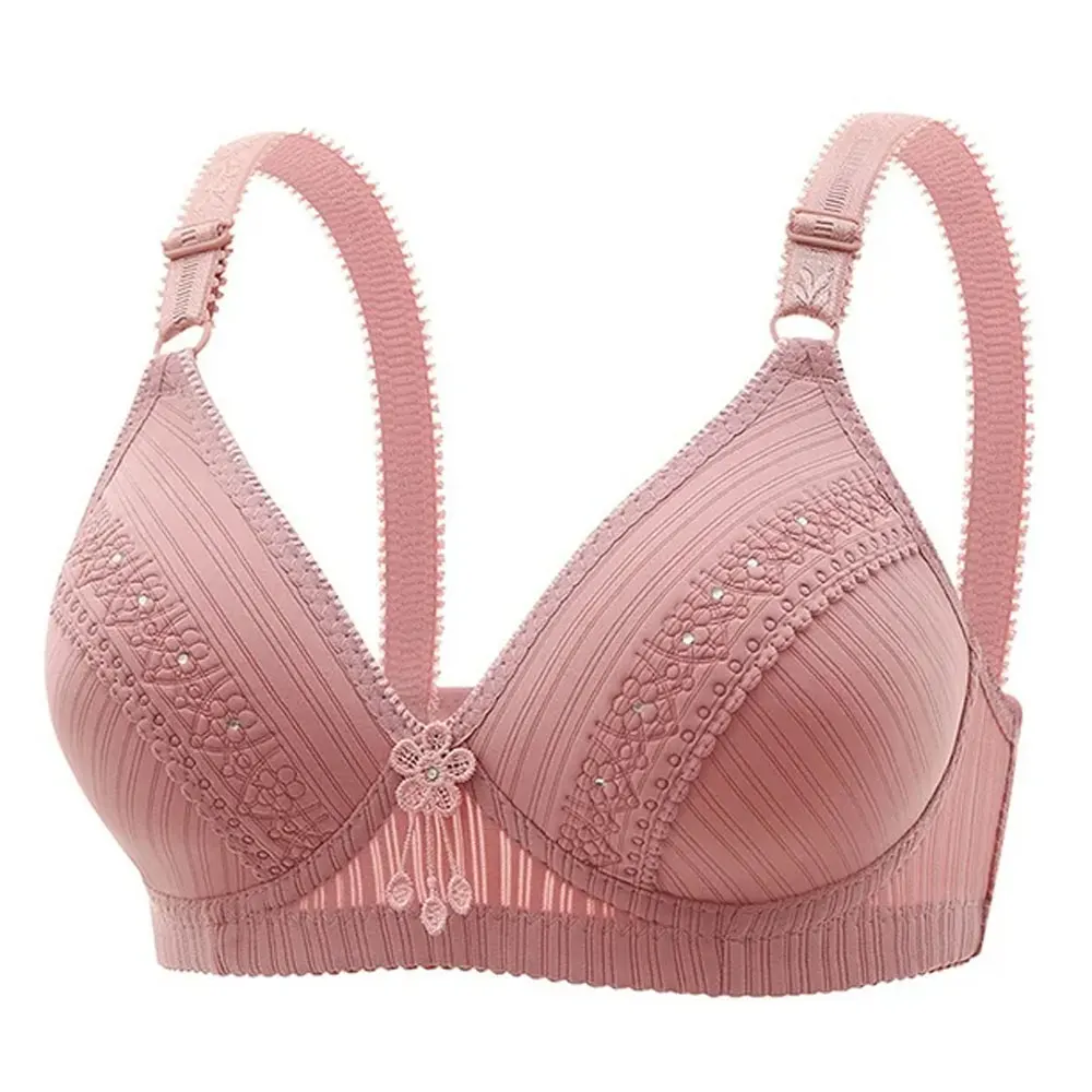 Wholesale Price Custom Logo Seamless Traceless Solid Embroidery Wireless Padded Push Up Bra Cheap Price Ladies Bra From