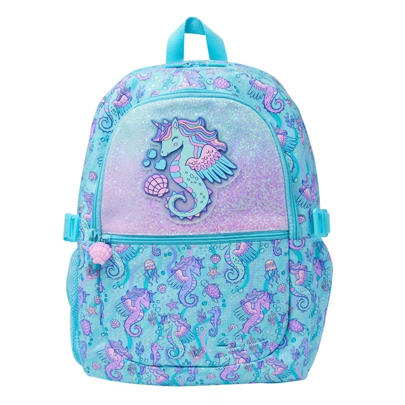 2024 New Green Seahorse Schoolbag Cute Lightweight Large Capacity Backpack for Girls
