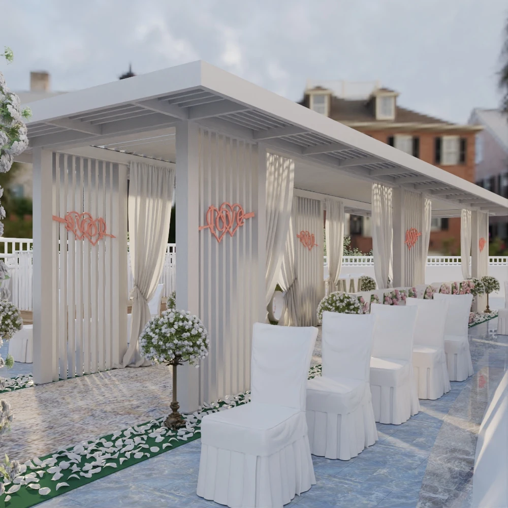 pergolas for outdoor 3x4 6x3 m solar brackets motorized louver aluminium glass pergola shade cover for weddings