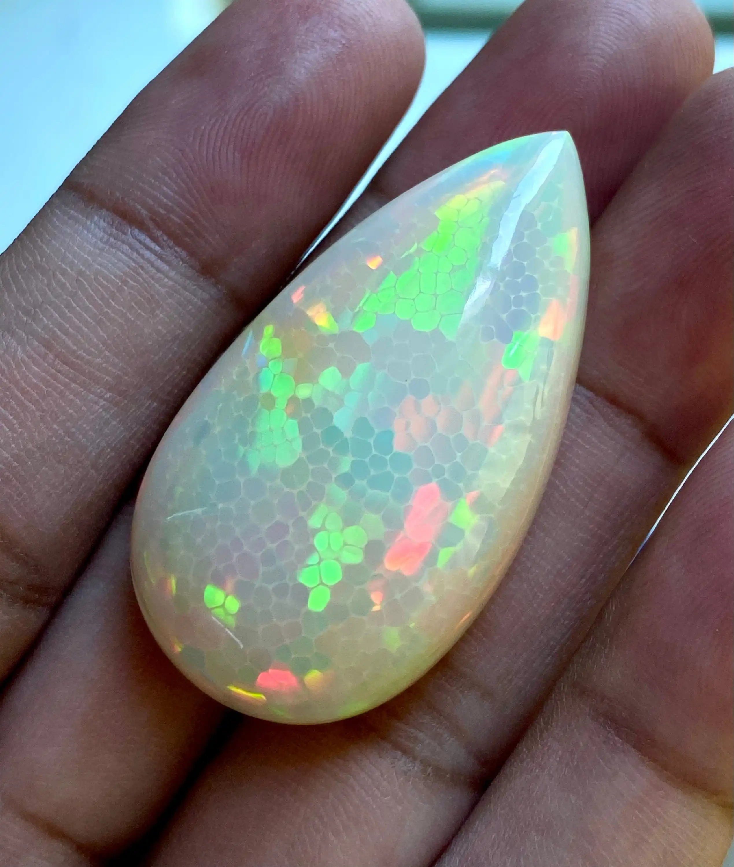 Natural Fire Opal Pear Shape Multi Gemstone color Jewelry Making Stone Beautiful Fire Color