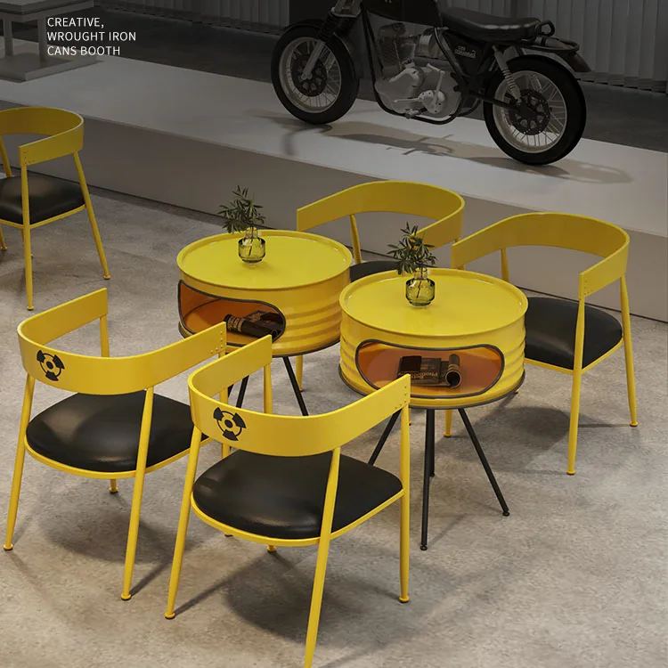 Industrial style restaurant bar table and chair combination cafe dining table and chairs rest area negotiation table