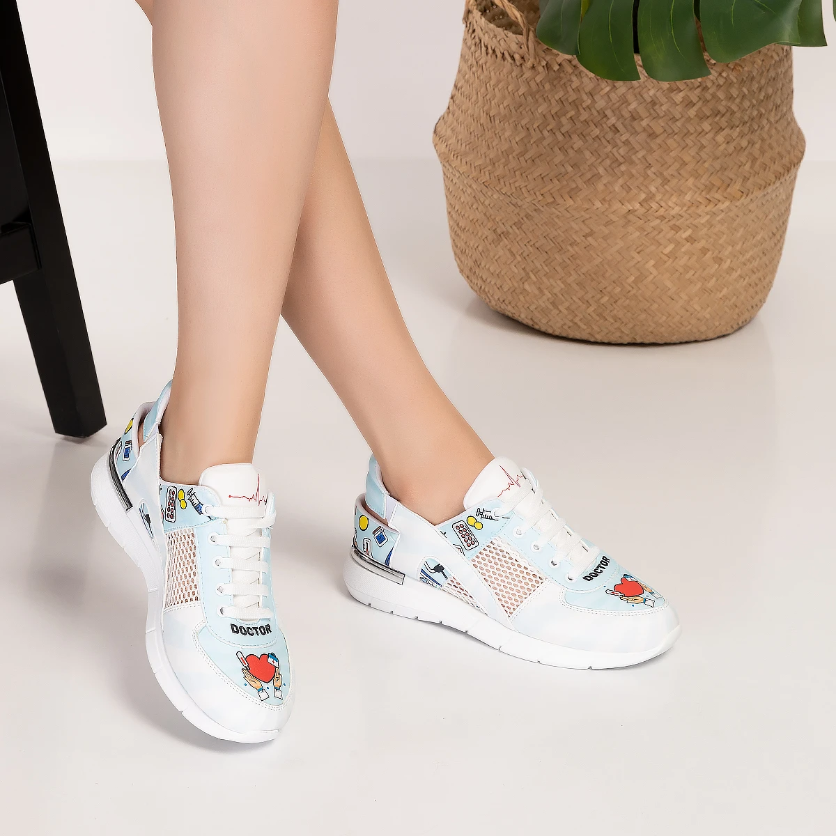 Sneakers High Quality Shoes Blue Doctor Patterned Mesh Orthopedic Sport Sandals Sports Doctor Sneaker Shoes for Medical Use Mesh