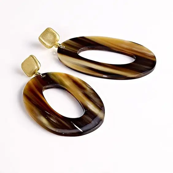 Hand Made Antique Jewellery Handmade Buffalo Horn White Horn Colour Earrings  With Love And Best Design Earrings By Mehak Impex