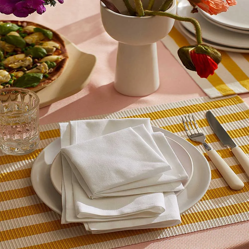 High Quality Custom Printed White Color Plain Dining Restaurant Napkin Washed 100% Cotton Table Kitchen Napkins Sustainable