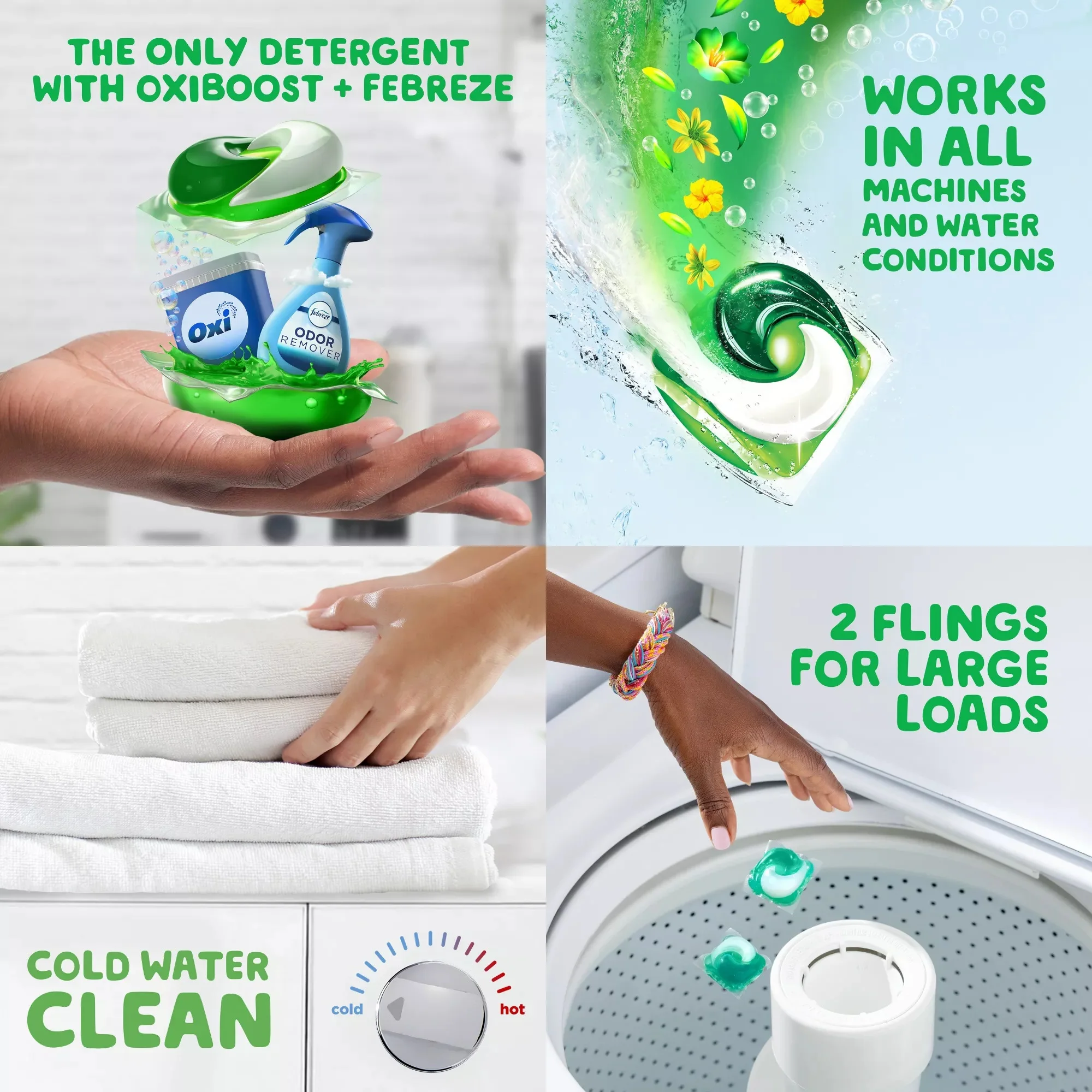 3 in 1 Liquid Laundry Detergent Soap Capsules 16 Count with Oxi Boost Frebreze Original-15 Dryer Sheet Pack for Clothes Care