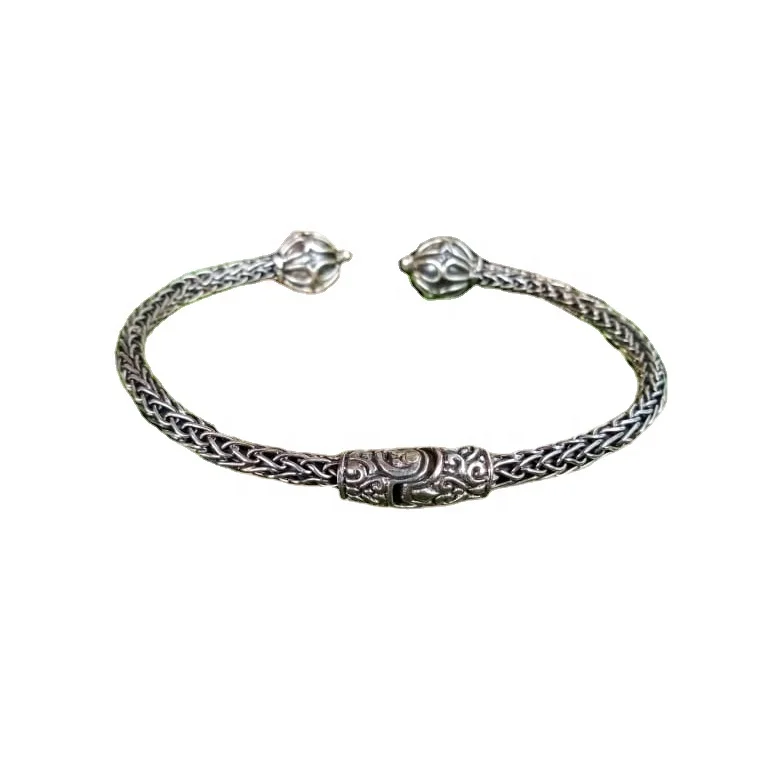 PLM-CFB005-Hinged Cuff Bracelet Snake Chain With Ethnic Design Suitable For Special Gift