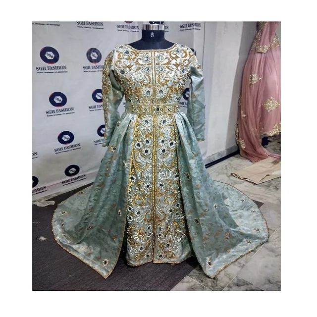 Latest design Moroccan bridal wedding kaftan high quality brocade fabric embellished from hand work customize in any size