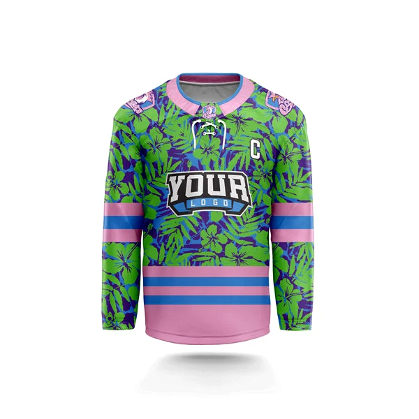 OEM Wholesale custom hockey jersey V neck long sleeve custom labels and logos ice hockey shirts with digital printing