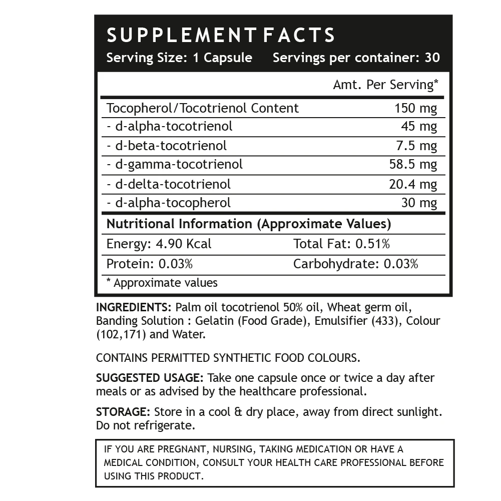 Buy 2024 Hot Sale Tocotrienol Wheat Germ Oil Premium Vitamin E Formula with 50% Palm Oil (30 Capsules)