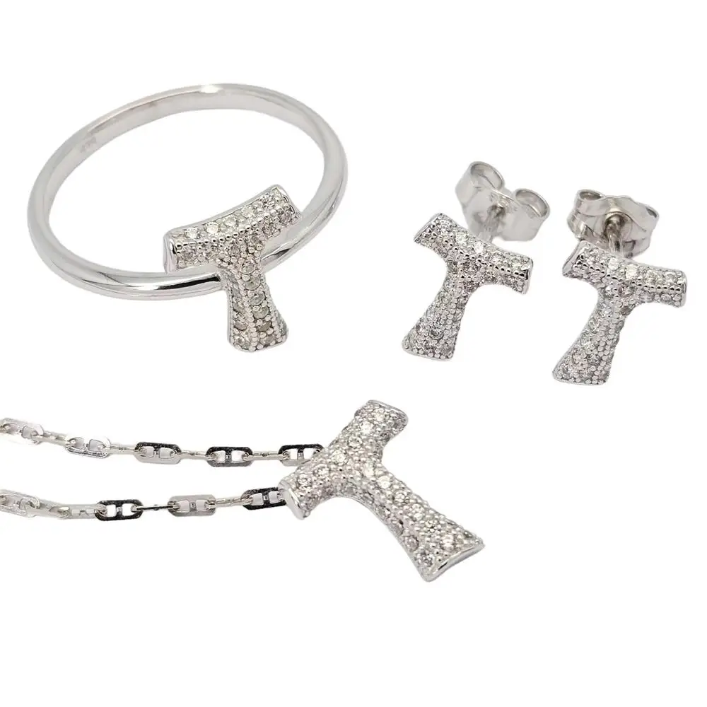 Newly Made High Quality Wholesalers 925 Sterling Silver Pendant With Zirconia Rhodium Plated Fashion Jewelry Tau Necklace