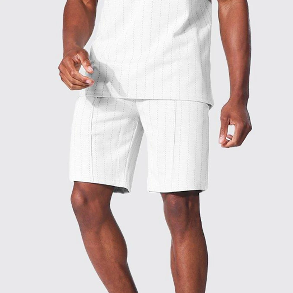 white color men cotton plain short set Factory Supplier Plus Size 5XL Summer Quick Drying Short Sleeve Tops and Shorts set