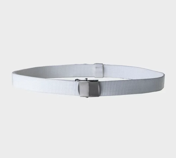 Formal Casual Fashion Custom Made Durable White Canvas Belt with Metal Buckle