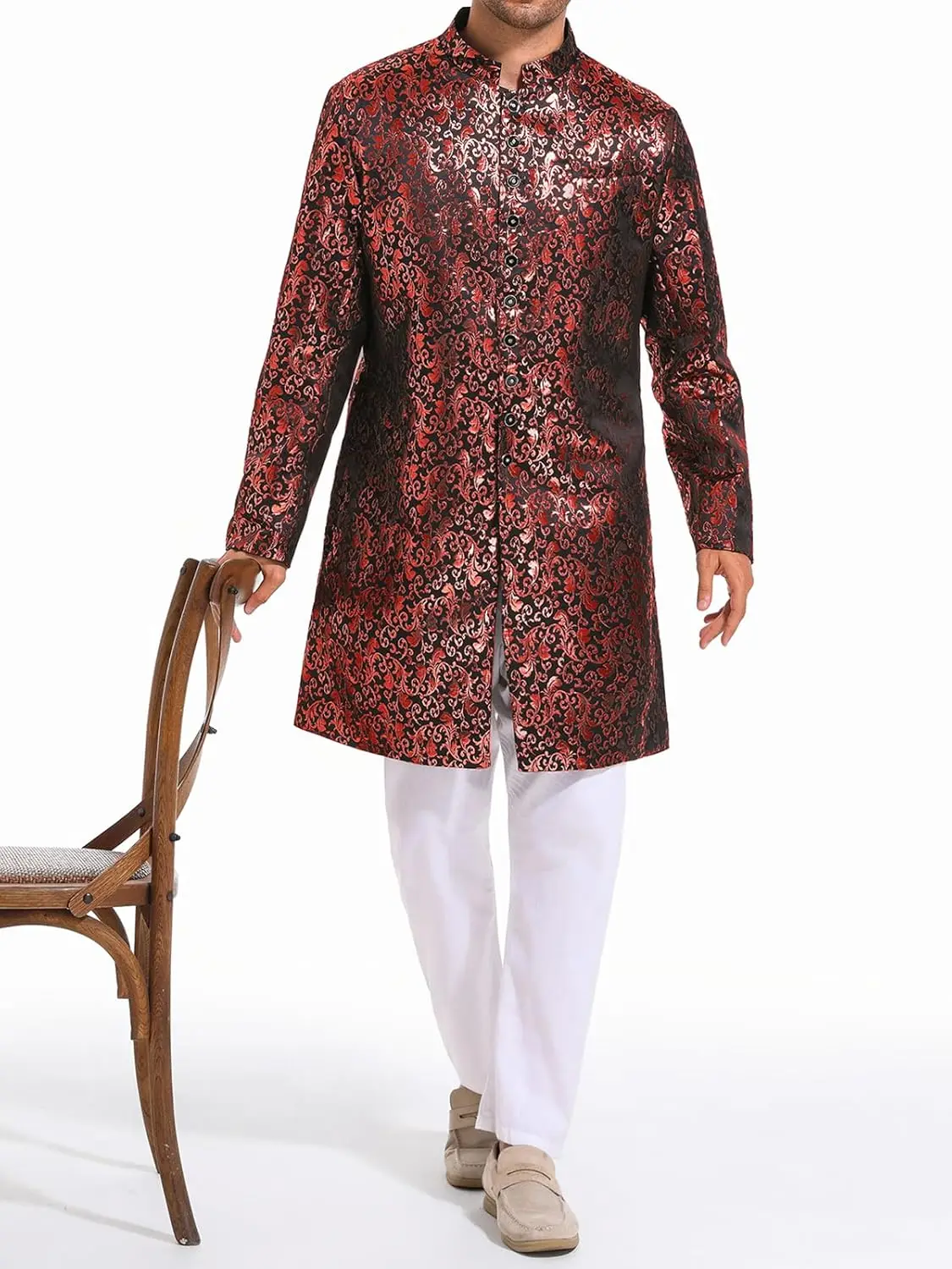 Высокое качество изготовленные на заказ мужские пальто Kurta Sherwani кафтан пакистанский этнический королевский костюм блестящий воротник мандарина для вечеринки Salwar Kameez