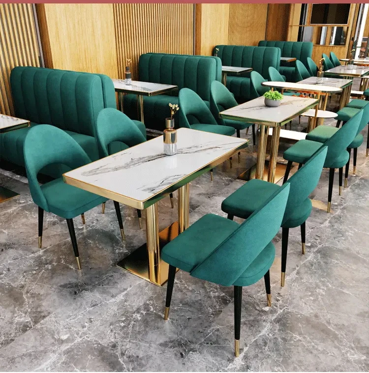 Современная ресторанная мебель бархатные зеленые сиденья кафетерия диван кафе стол и стулья набор