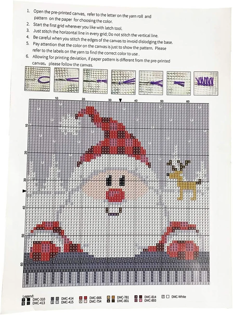 Christmas Santa Latch Hook Kits Pillow DIY Handmade Printed Canvas Cushion Latch Hook Kit Christmas Decor