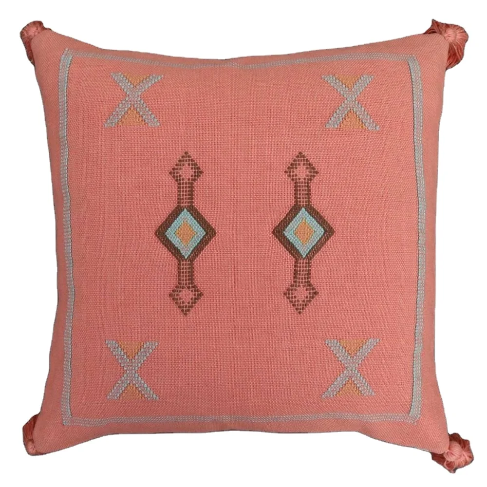Sabra Silk Cushion Cover Cactus Silk Kilim Pillow Cover 20x20 inch boho cushion for home