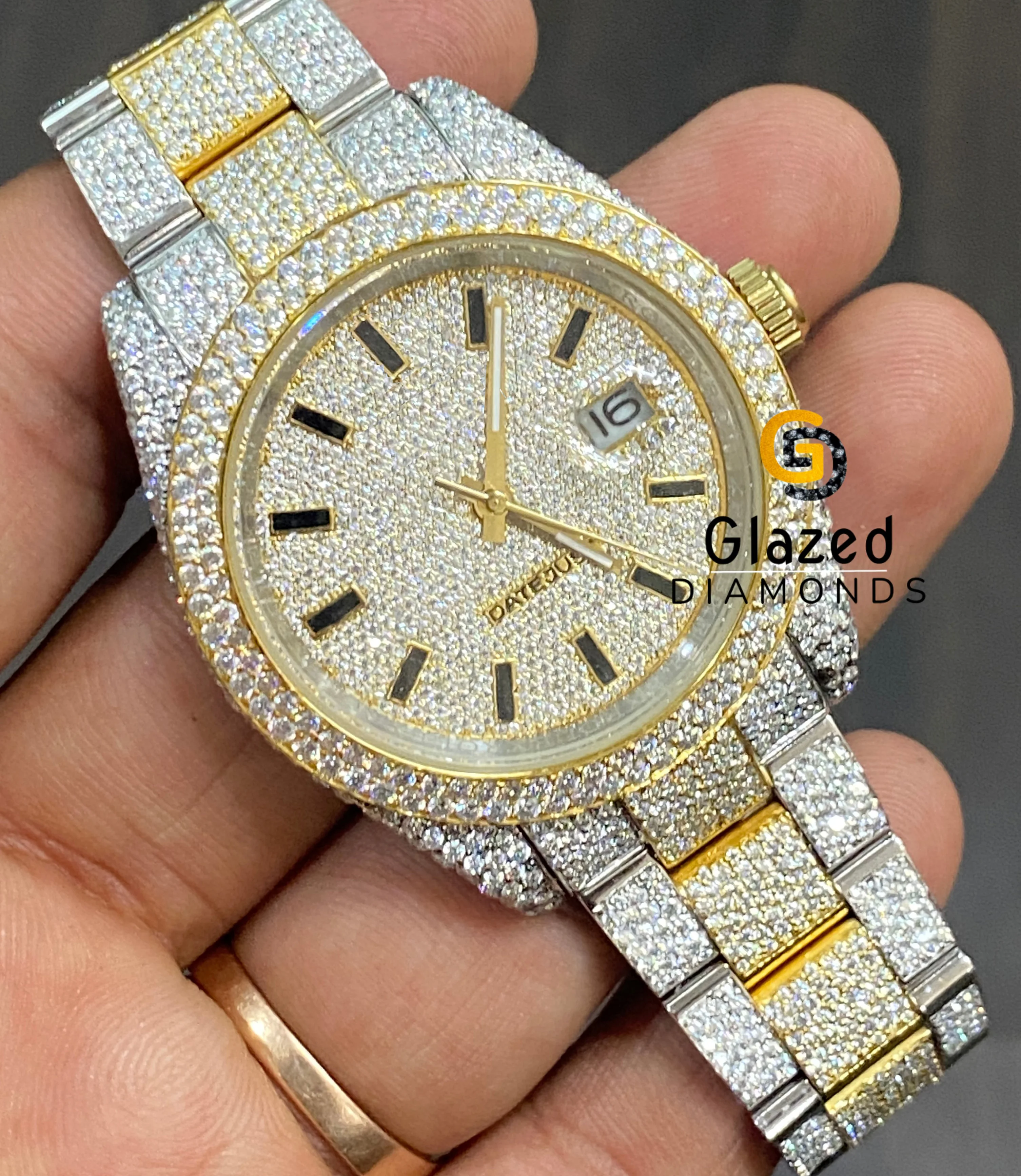New Arrival Latest Original Moissanite Diamond Wrist Watch Featuring With Stainless Steel Luxury Design Mens Fashionable Jewelry