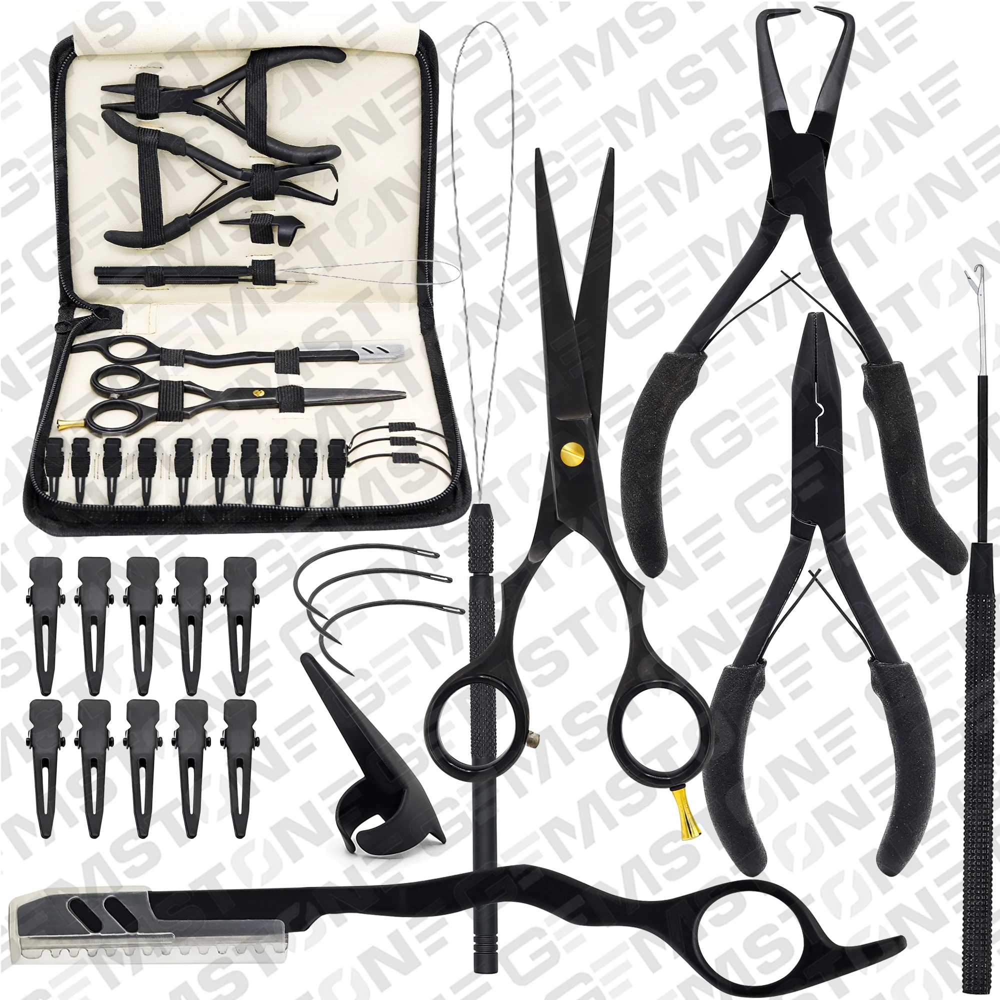 Professional Hair Extensions Pliers Hook Tools Kit Opening And Closing Pliers Hair Parting Section Clips Needles Pulling Loop