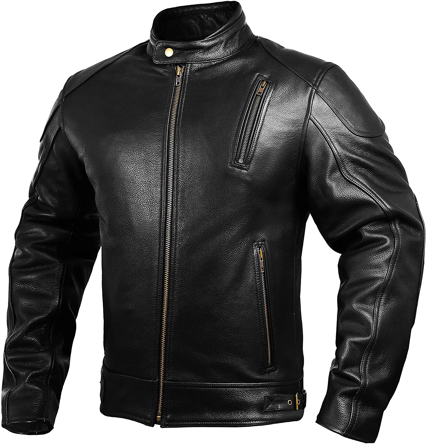 Top quality low quality all size from small to XXL plain genuine cowhide leather motorcycle all season motorbike armor jacket