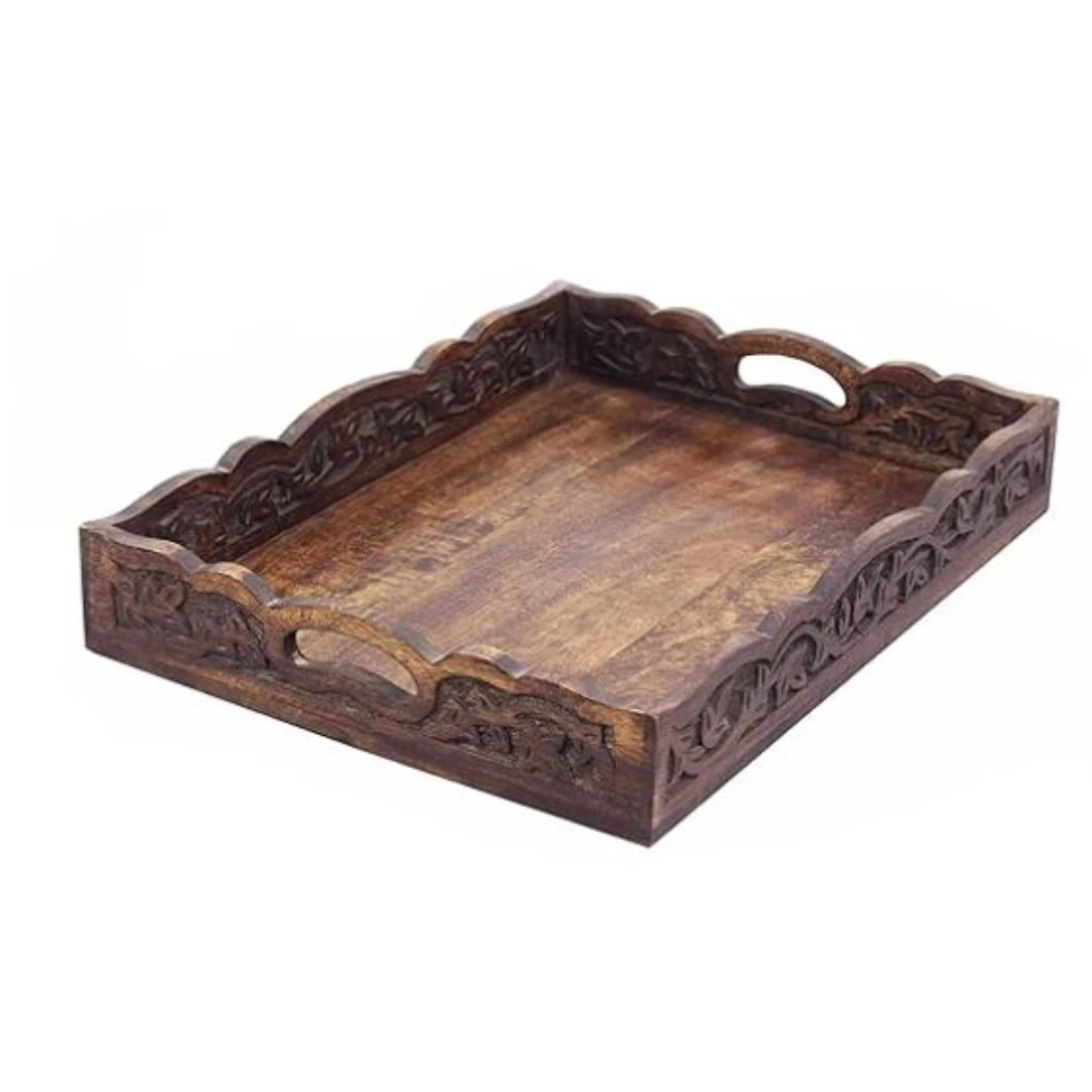 Sold Wooden Serving Tray High Quality Wood Tray Cafe Resorts Table Decor Serving Tray By Indian Metal World