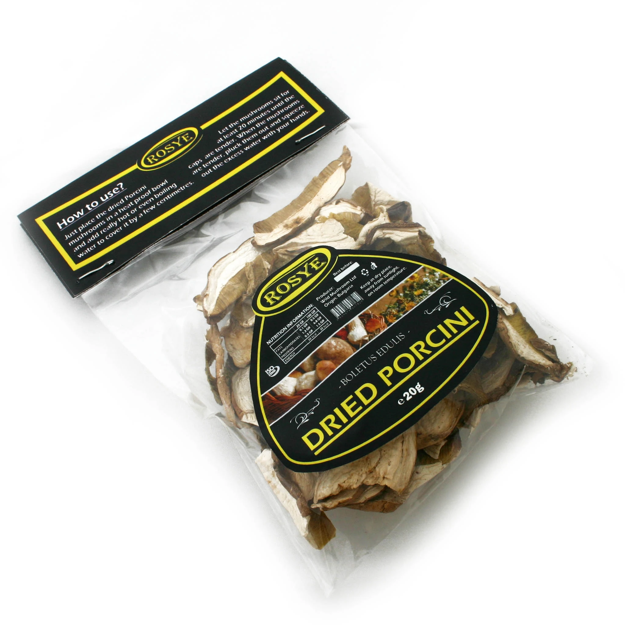 Dried Boletus edulis (Steinpilze, Porcini, Cepas) in plastic bag - 20gr