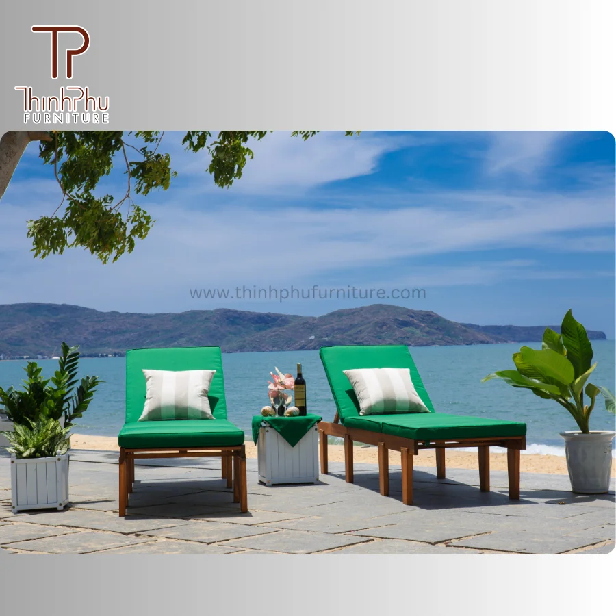 Outdoor Daybed Sun Lounger Portable Eco-Friendly Wooden PP Wicker Furniture for Villa Beach Use- Easy clean
