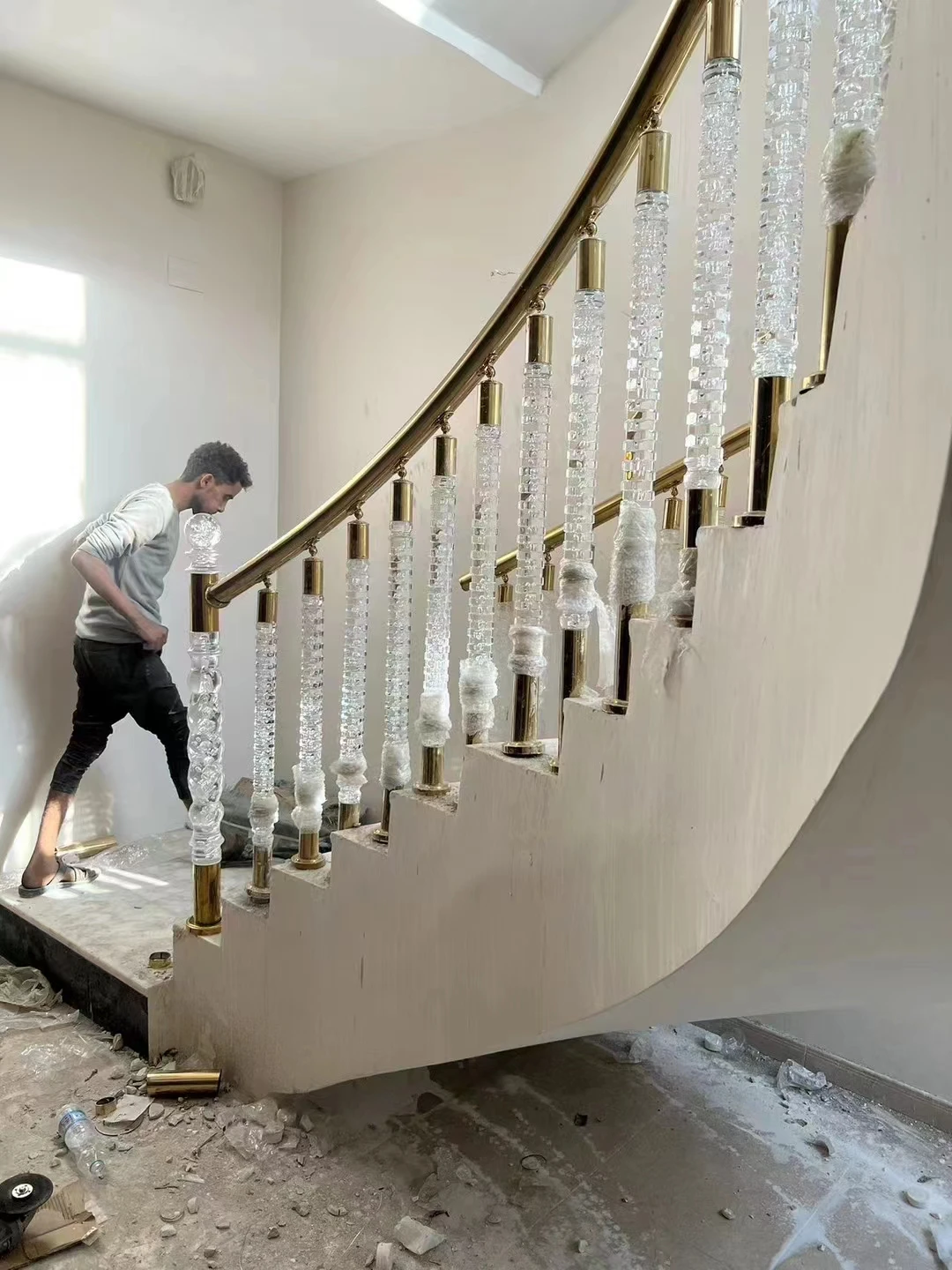 High quality Acrylic Crystal Baluster Handrail Acrylic Pillars Posts Staircase for house design