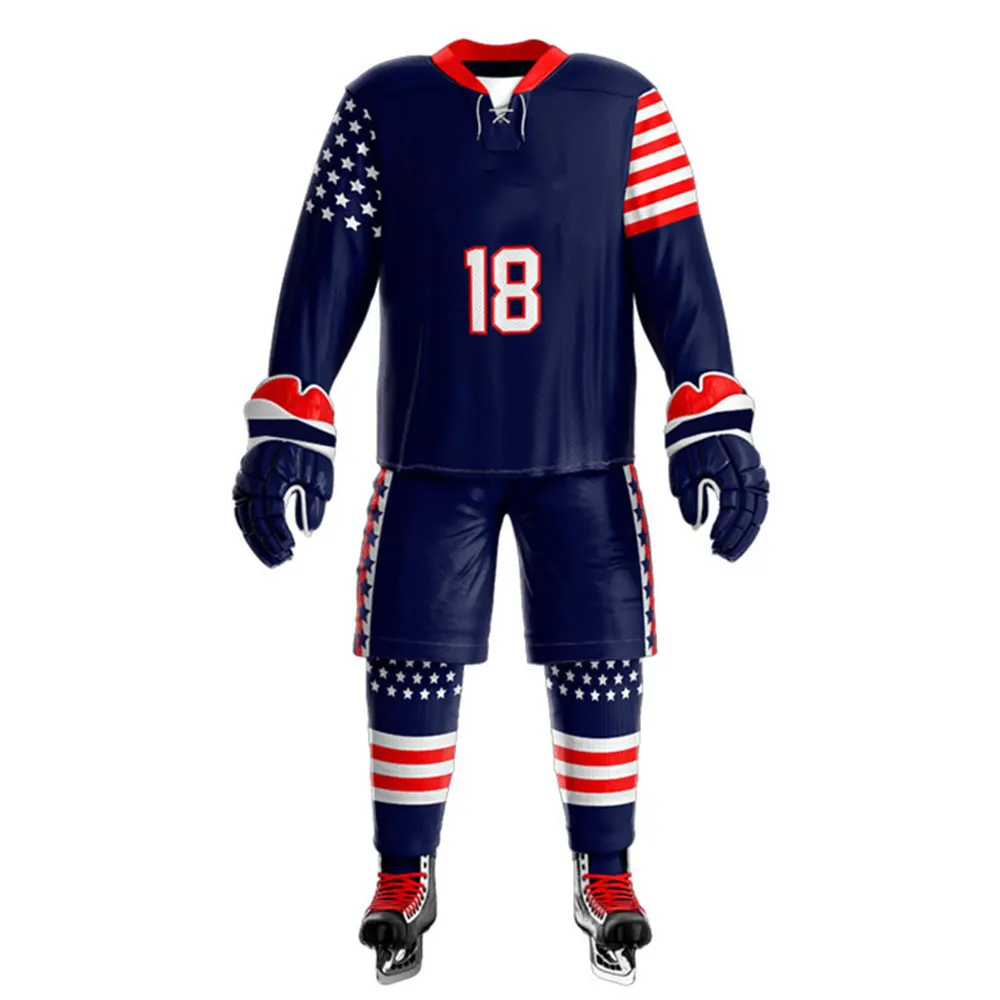Premium Quality Factory Manufacture Ice Hockey Jersey And Pant Sets Wholesale Price Ice Hockey Uniform