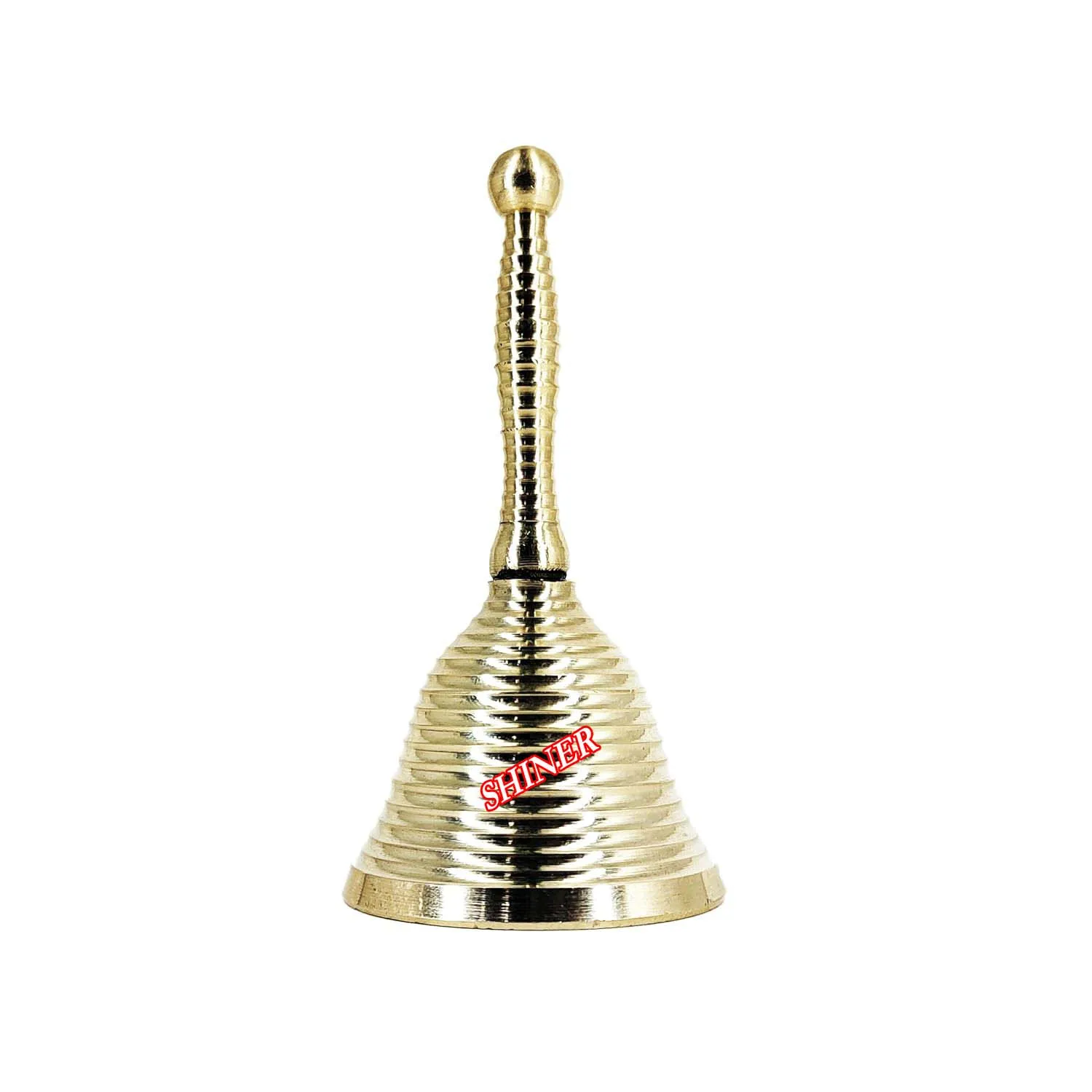 Nautical Brass Hand Bell Classroom Service School Dinner Hand Bell Reception Brass Call and Game Pooja Bell Brass Finish