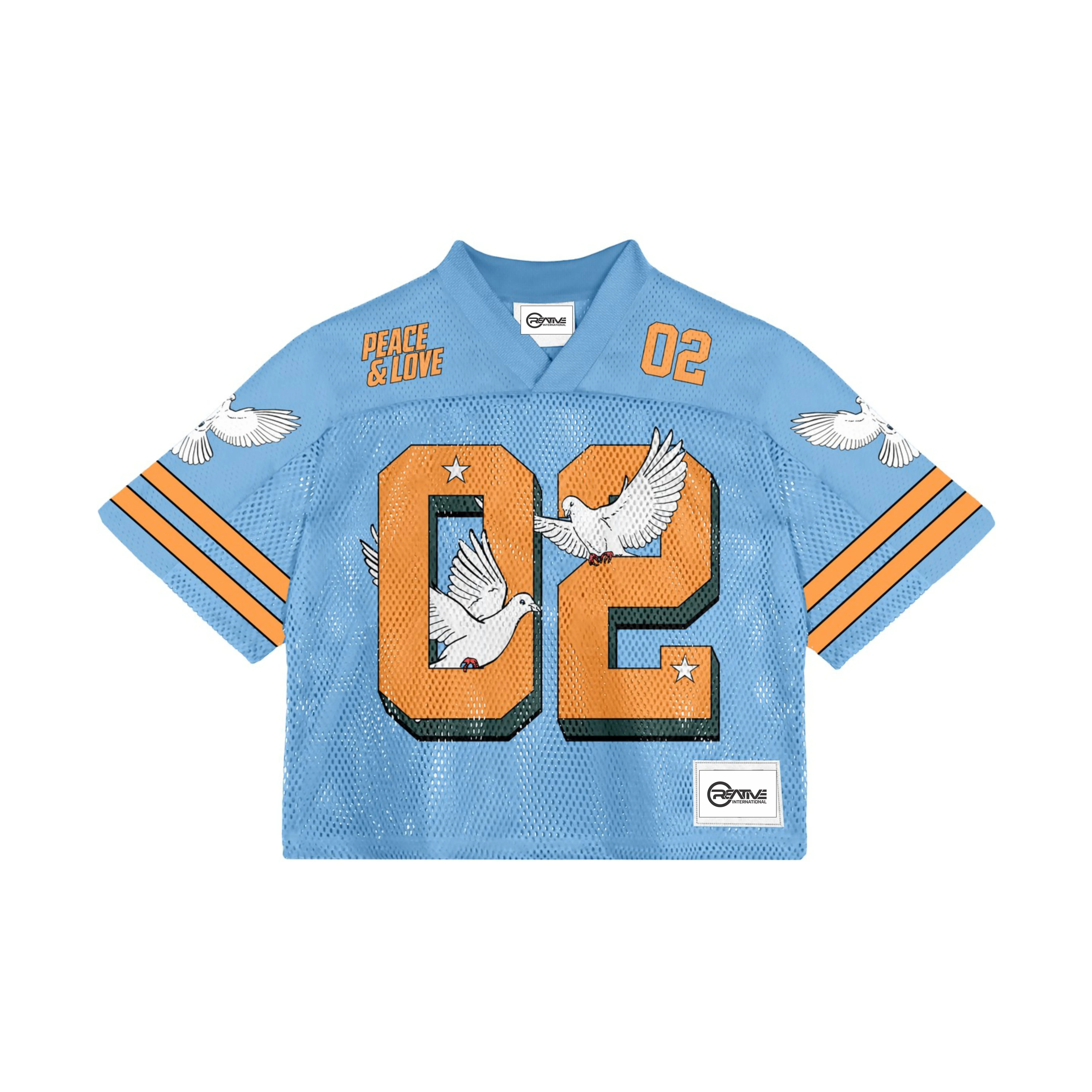 fashion ribbed neckline football jersey boxy fit athletic mesh jersey