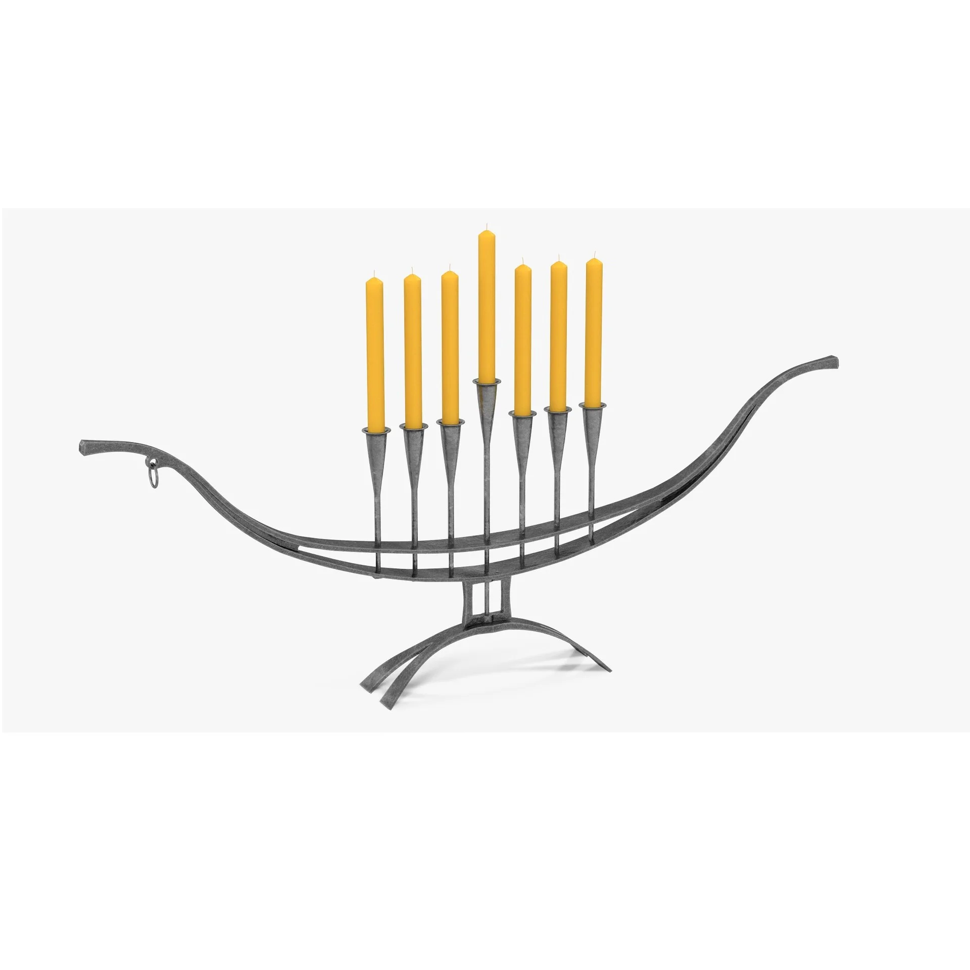 Antique Vintage Judaica Hanukkah Hand Forging Menorah Iron Hammered Elegant Design Hanukkiah Black Jewish Nine Branch Style