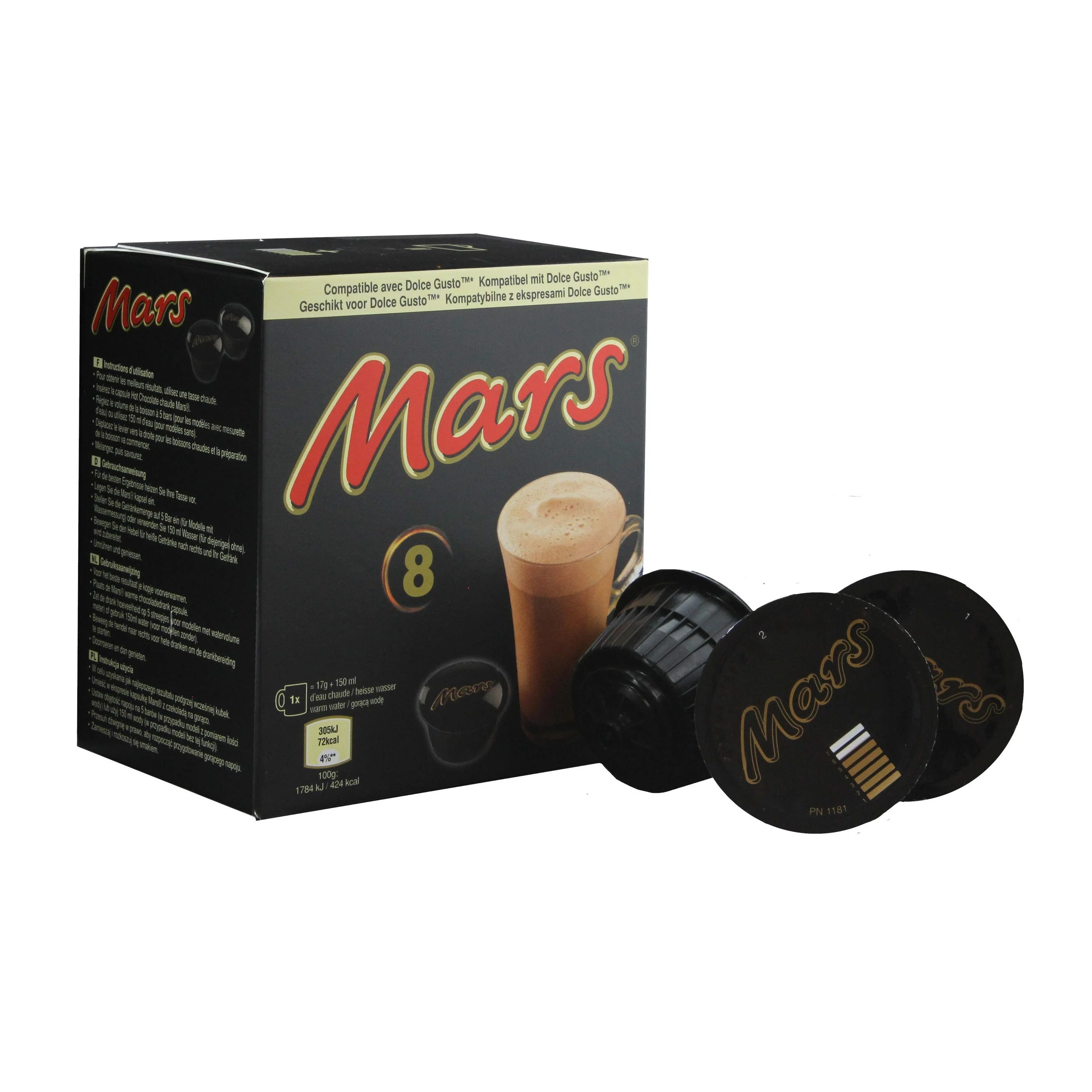 Dolce Gusto Compatible Capsules, Mars Flavored Hot Chocolate, 8 x 17 g (0.5 oz)