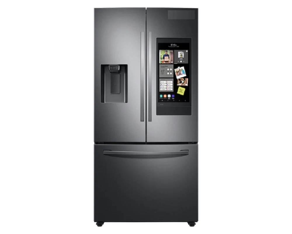 26.5 Cu. Ft. 3-Door French Door Smart Refrigerator Family Hub Portable Stainless Steel Electric Compressor Household Use