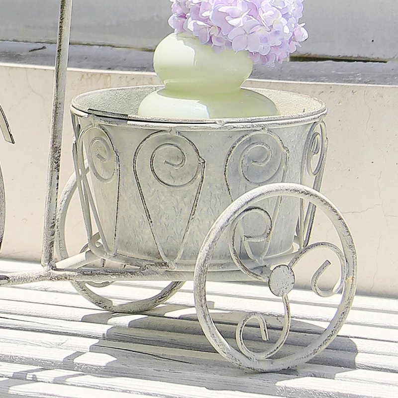Garden Antique Grey Iron  Metal  Bicycle Flower Planter Displays Rack Outdoor Plant Stand Holder