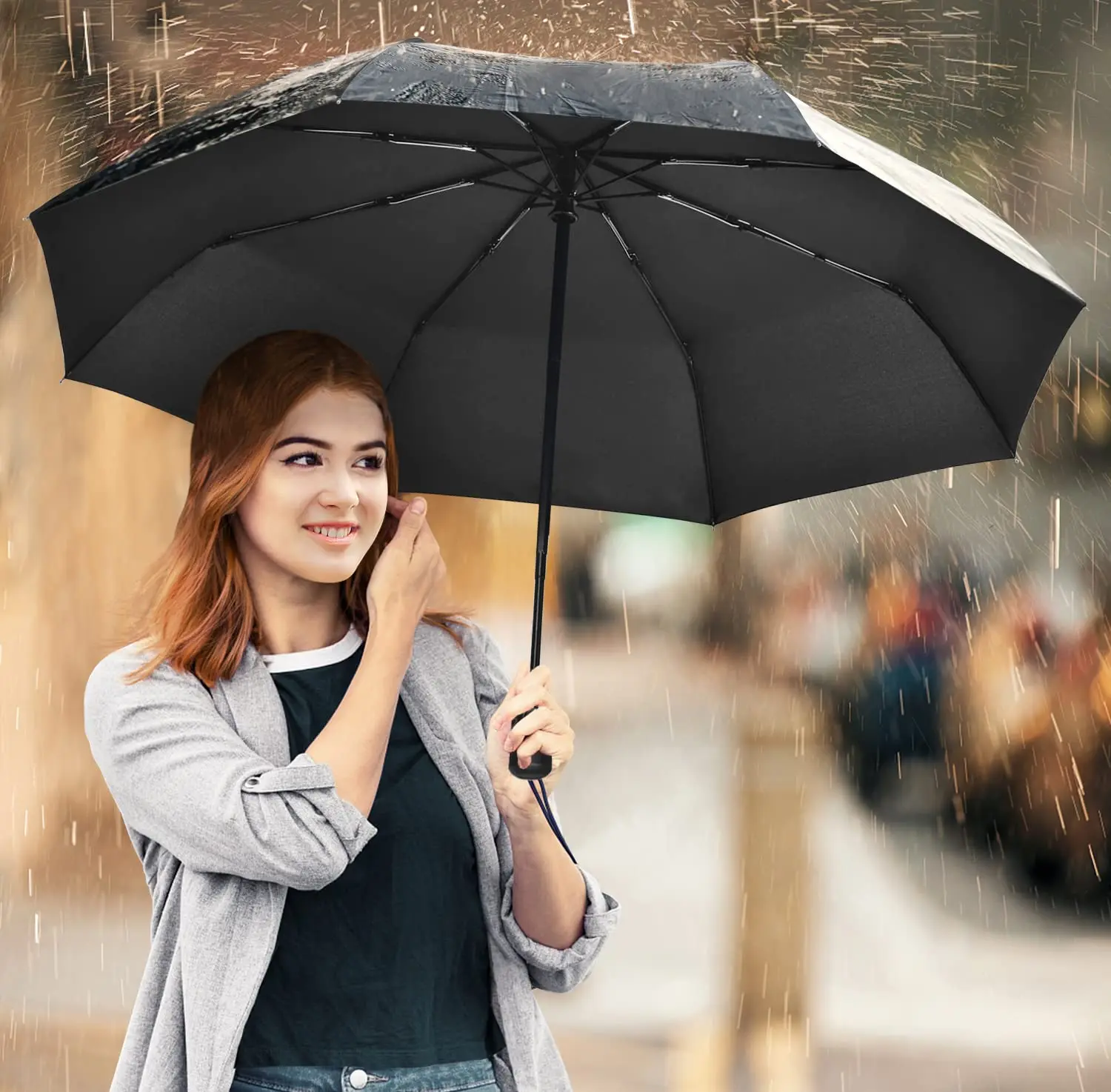 Hot Sale OEM Automatic Folding Umbrella for Rain Business Sun And Wind Protection UV Umbrella