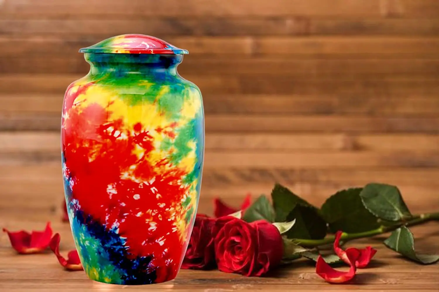 Premium Quality Handcrafted Dye Finished Classic Rainbow Multicolor Aluminum Cremation Urns For Funeral Memorial Ashes Metal Urn