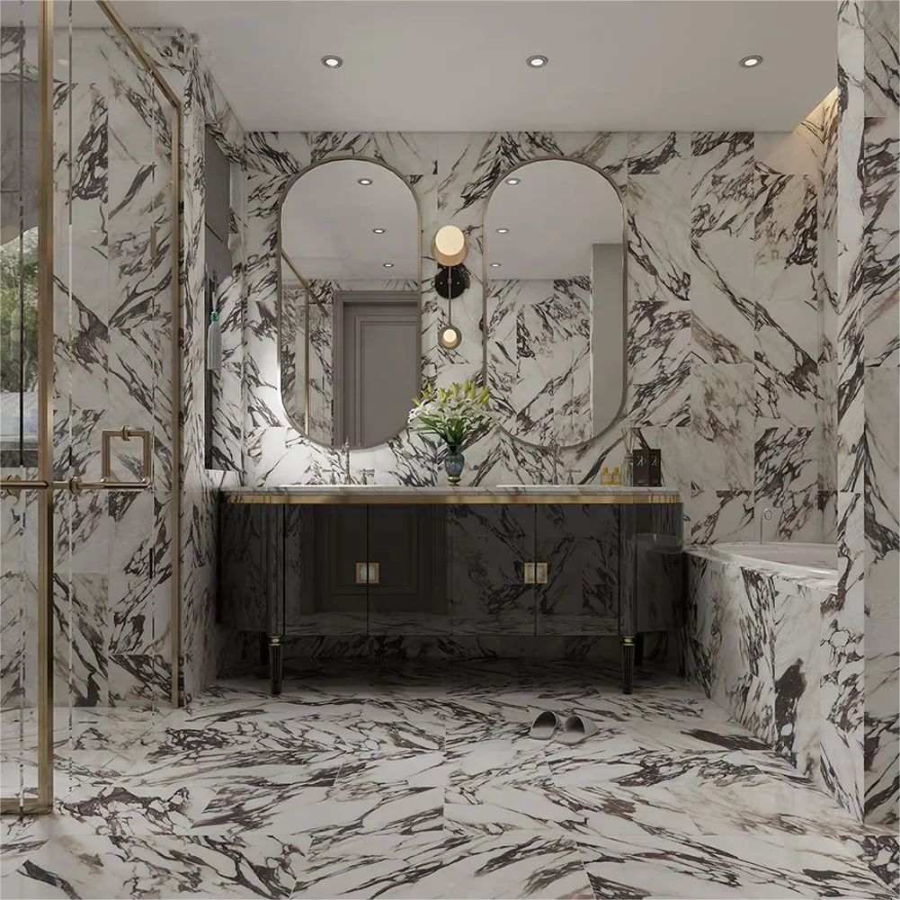 Centurymosaic Wholesale Natural Stone Calacatta Viola Purple Veins Marble Mosaic Tile Bathroom Floor and Wall Tiles