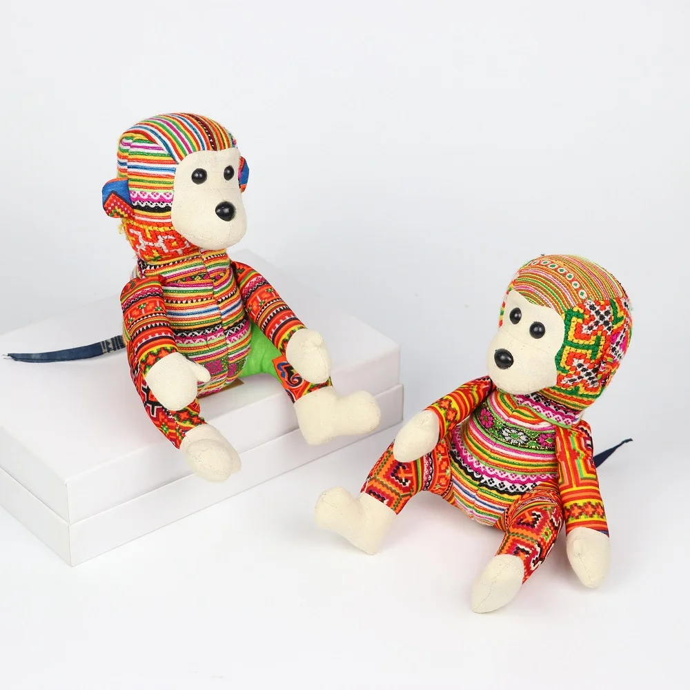 20cm - 30cm Unisex Toys & Hobbies Handmade Brocade Mong Sapa Ethnic Monkey - size S Stuffed Animal Toys
