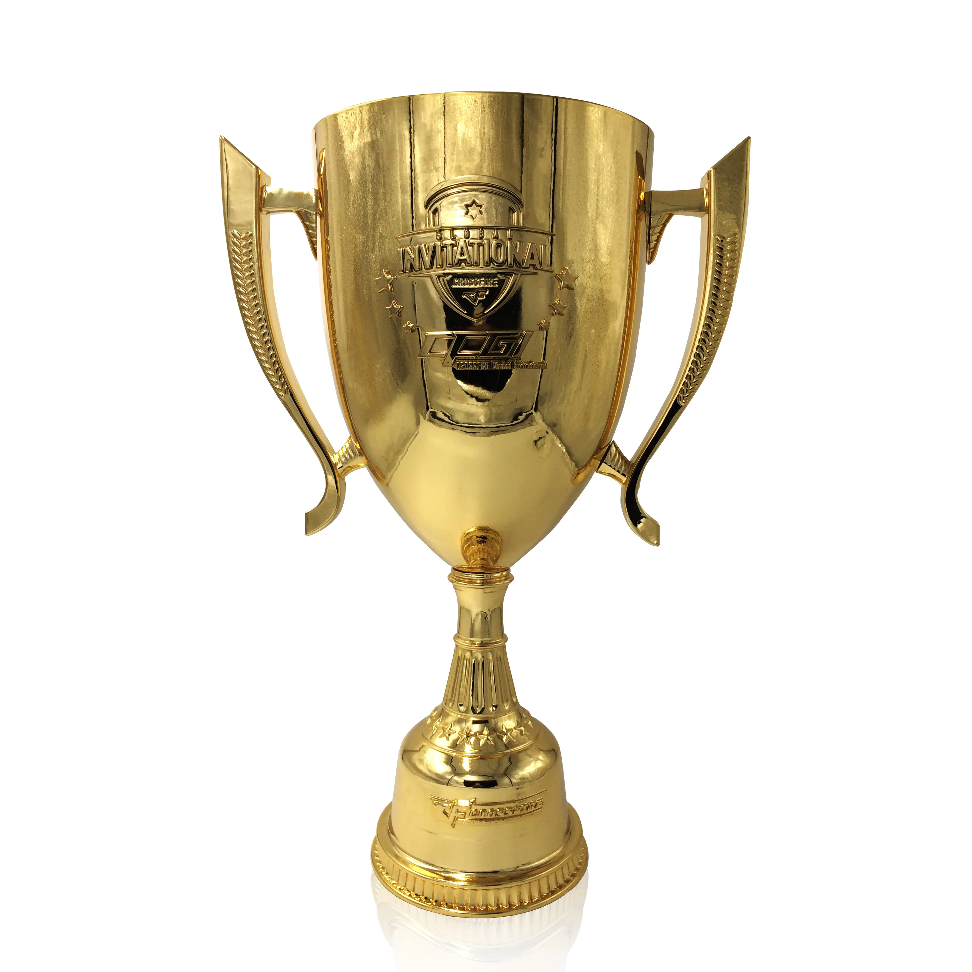 China factory gold and silver color custom trophy champion nickle plated football trophy metal base trophy cup award