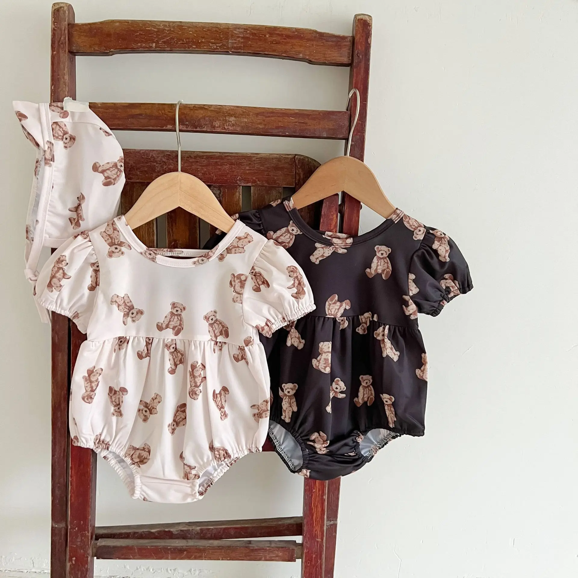 Baby Girl Swimsuit Fashion Girl Short-sleeved Backless One Piece Swimsuit Cute Infant Children Vocation Suit