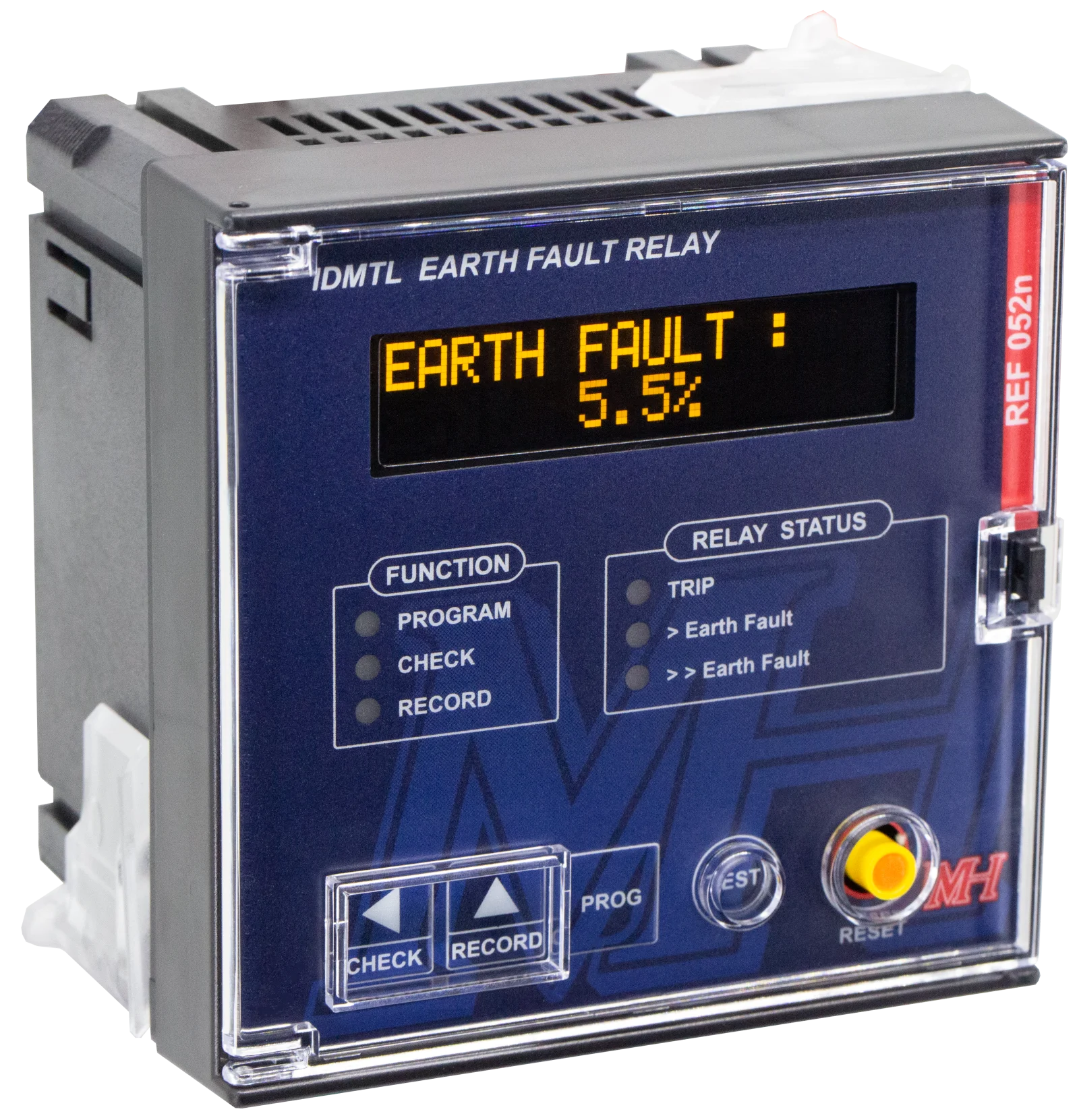 MH Earth Fault Relay REF052n, IDMTL & DTL, ANSI 50N/51N, 50G/51G, with unique Mechanical Trip Button