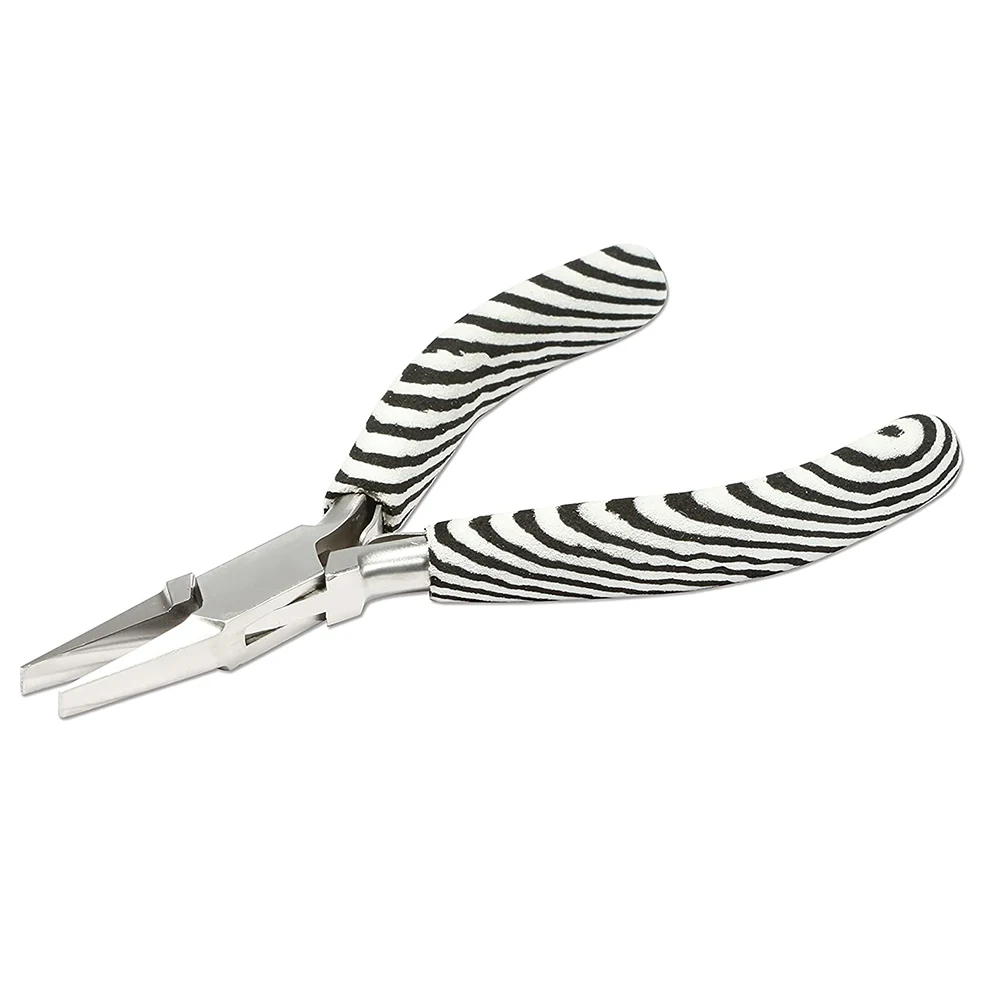 Top Quality Stainless Steel Jewelry Pliers Zebra Shape Grip Handle Jewelry Making Flat Nose Box Joint Plier