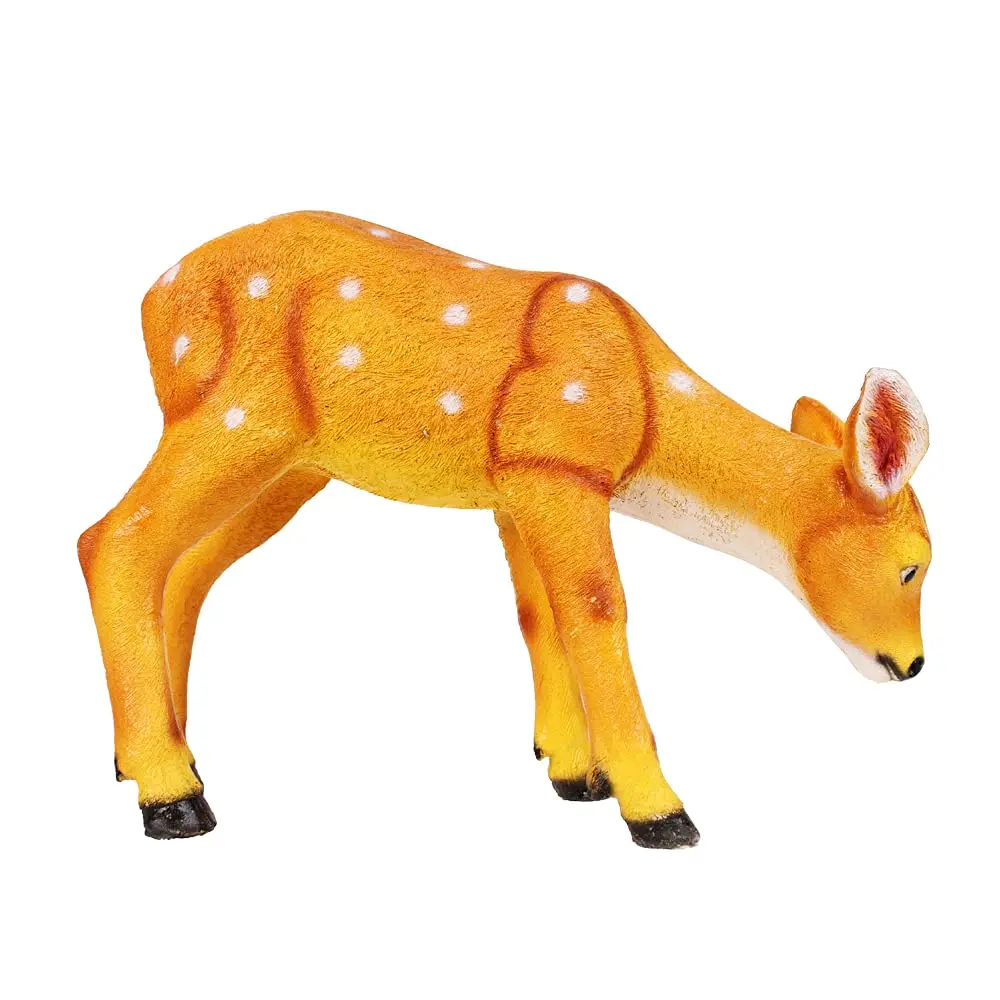 Resin deer eating grass garden decoration brown