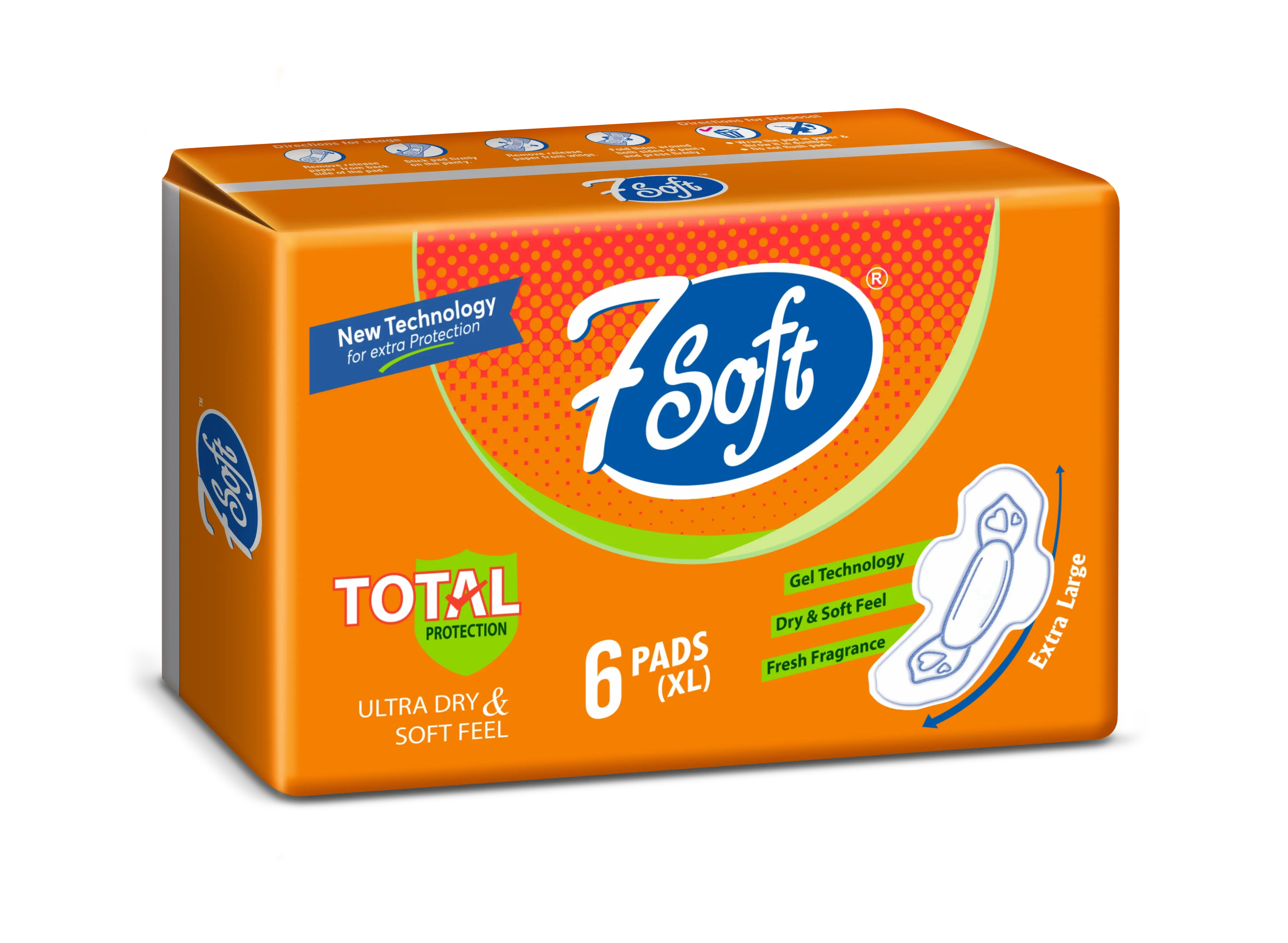 Hot Sale 7 Soft Ultra Care XL Biodegradable Ultra Thin Sanitary Pads Available at Bulk Quantity by M.D Hygiene