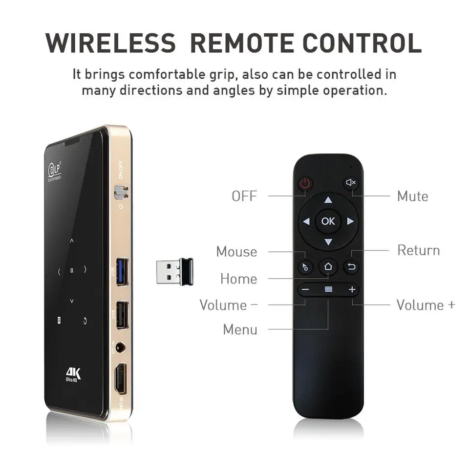 New P09 New Generation Portable Traveling Mini Pico Projector with Android 9.0 4K 1GB / 2GB RAM 32GB ROM 4K LED Beamer 3D