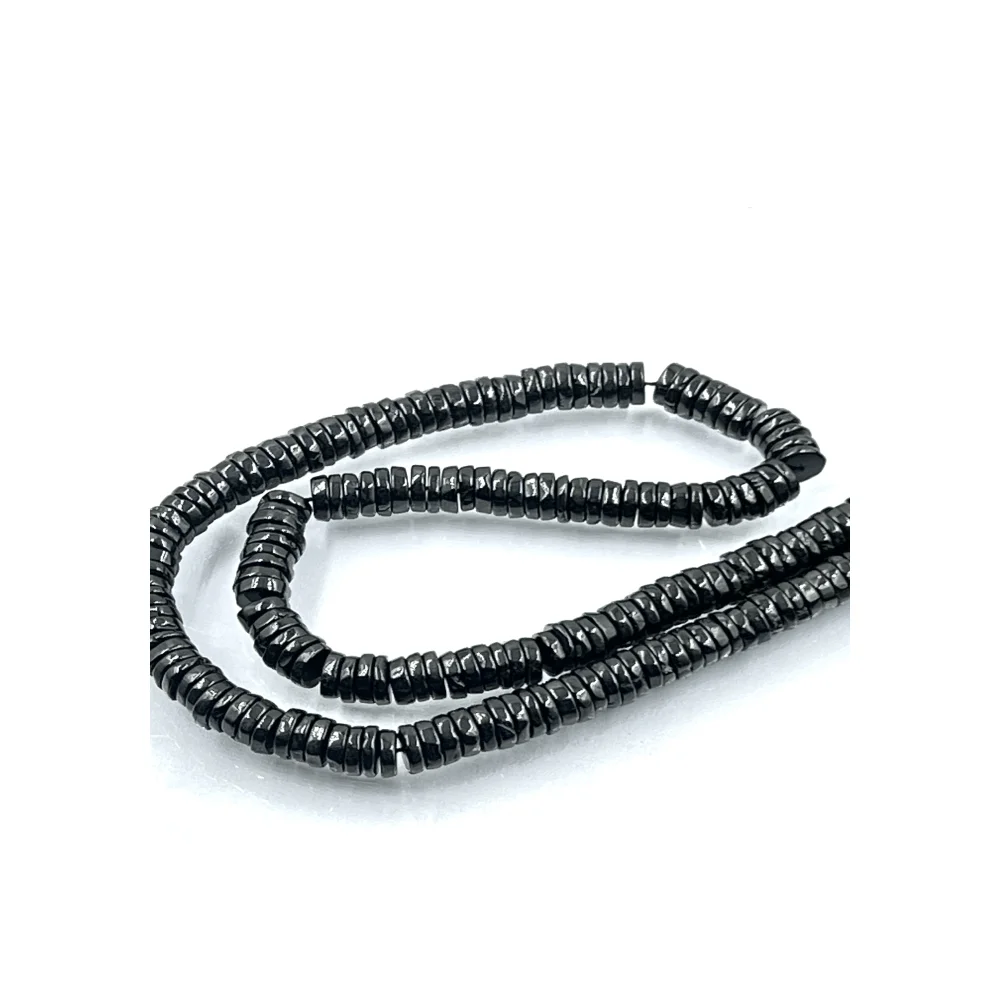 High Quality Natural Black Spinal Smooth Heishi Tier Shape Beads 5-6mm Size 17 Inches Strand Composed of Stone Quartz Pearl Ruby