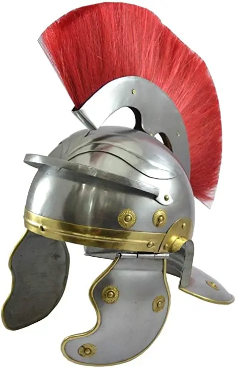 Roman Centurion Helmet Armor Helmet with Red Plume  Reproduction Reenactment Roman Centurion Helmet Medieval Knight Officer Vint