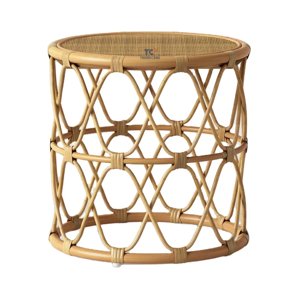 High Quality Natural Rattan Side Table Wicker Rattan Cane Round Table Handcrafted Coffee Table Coffee Shop Wholesales