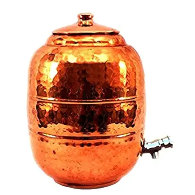 wholesale cheap100% Ayurveda Copper Hammered Water Pot / Healing Water Storage Tank With Copper Hammered Serving Glasses